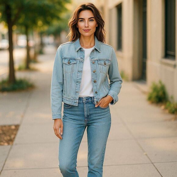 Social Standard by Sanctuary Denim Jean Jacket Blue Cotton Blend - Picture 2 of 10